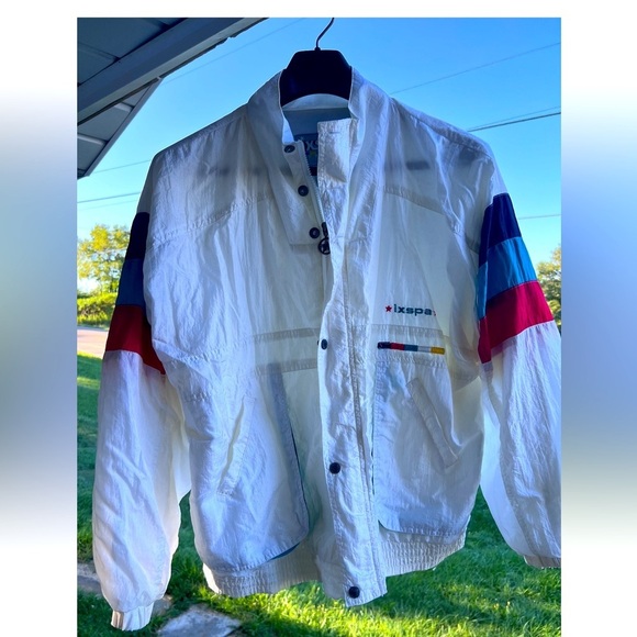 Vintage IXSPA Windbreaker Jacket Womens Size Large Cream 80s International - Picture 1 of 7
